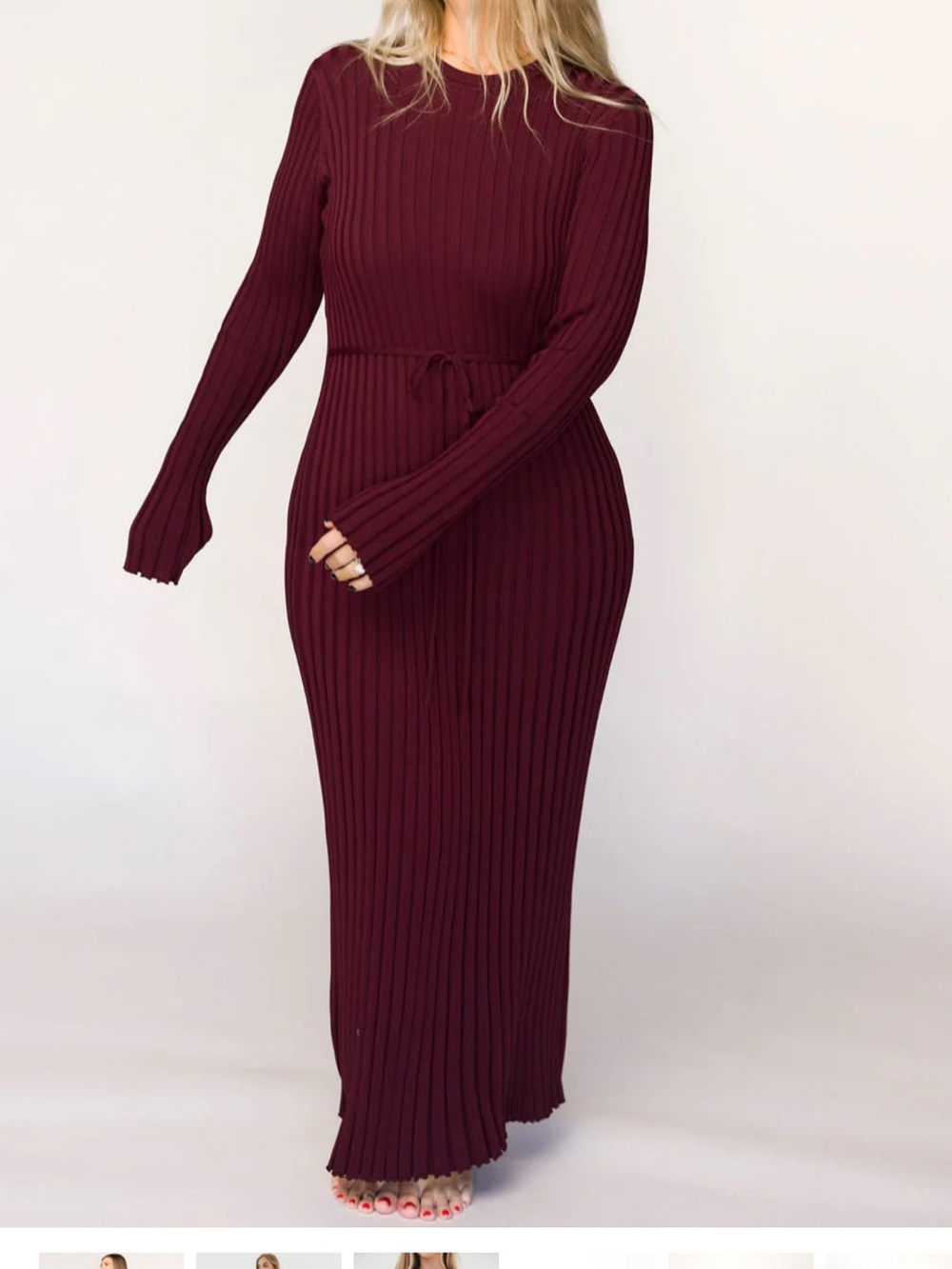 The Worth Collective Colette Premium Long Sleeved Ribbed Knit Maxi Dress